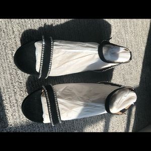 Pashion Footware coal crystal sandal with 3” block heel